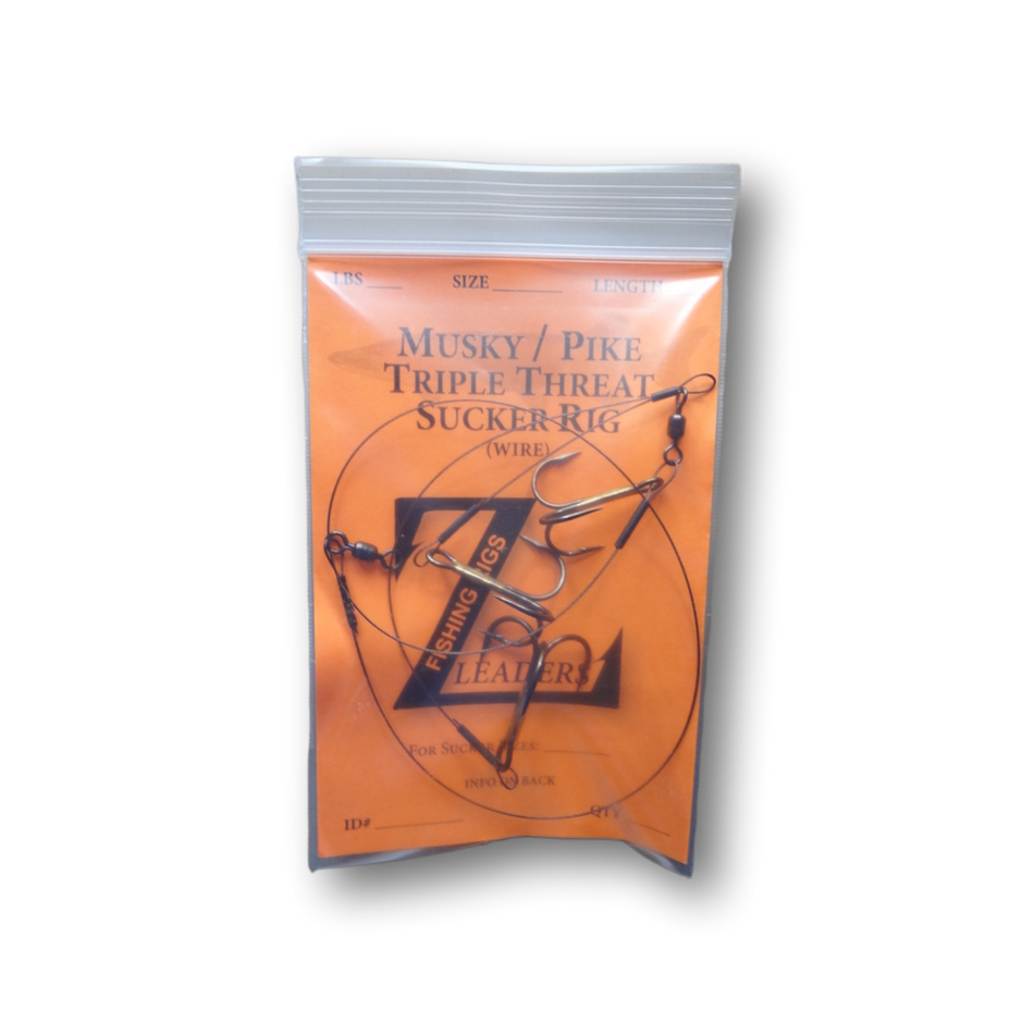 Z-Leaders Triple Threat Musky Sucker Rigs (135 Pound Wire)