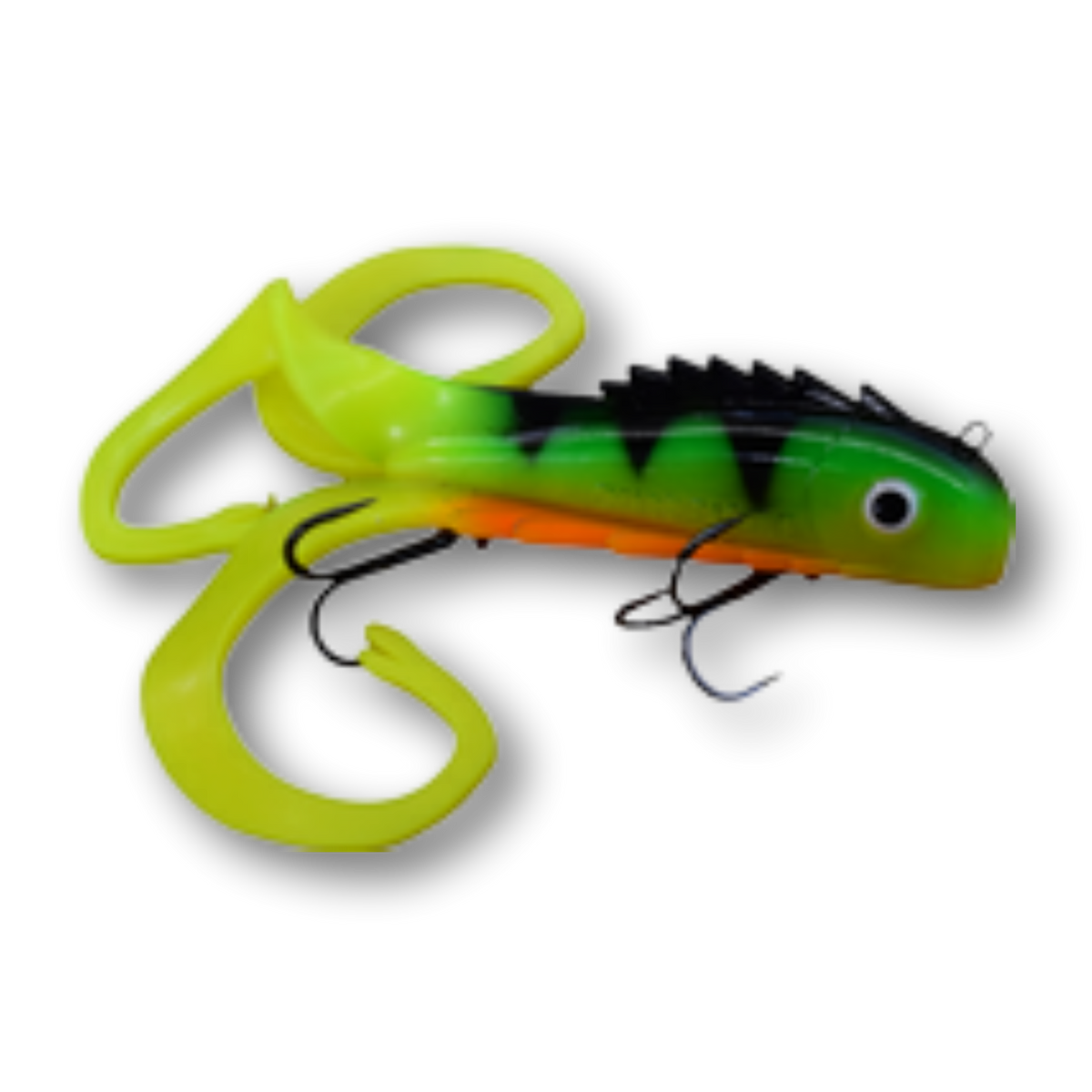 bass hits musky lure Chaos Tackle Regular Medussa Musky Lure – 9" Triple-Tail Rubber Pull B – Guide's Choice Pro Shop