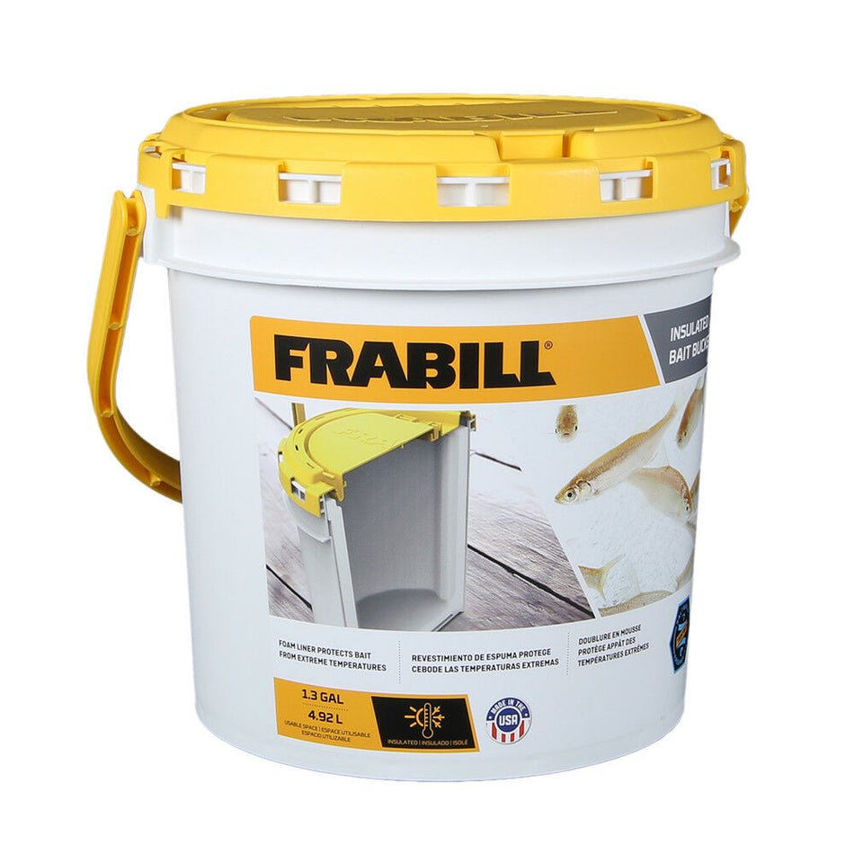 Frabill 1.3 Gallon Insulated Bait Bucket Yellow/White
