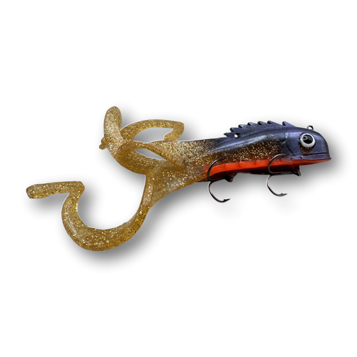 bass hits musky lure Chaos Tackle Regular Medussa Musky Lure – 9" Triple-Tail Rubber Pull B – Guide's Choice Pro Shop
