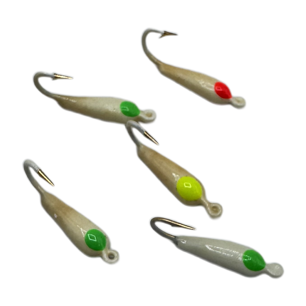 assorted ice fishing lures K&E Slim Glo Ice Jig #10 (5 pack) Assorted