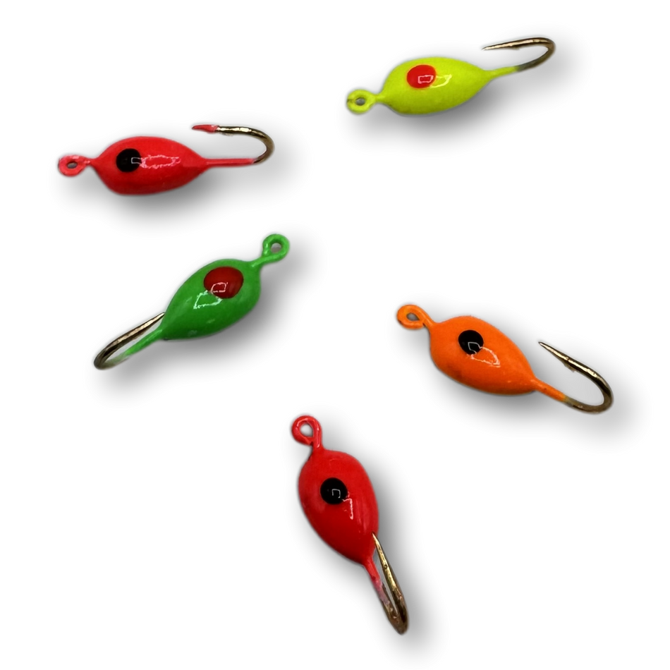 K&E Tiny Tear Drop #12 Ice Jig (5 pack) Assorted