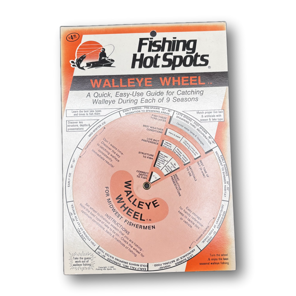 Fishing Hot Spots Walleye Wheel | Vintage Seasonal Fishing Guide